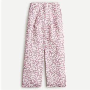 NWT J.Crew Pleated linen-blend pant in lilac giraffe print